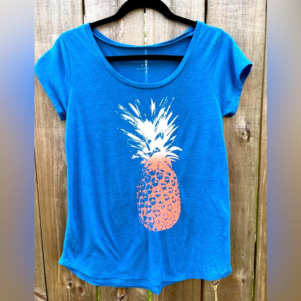 Lucky Brand Pineapple Graphic Scoop Neck T Shirt (sm)